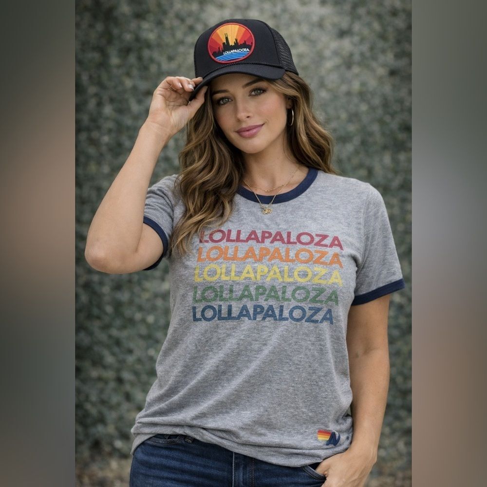 Aviator Nation Heather Grey Lollapalooza Ringer Tee & Hat